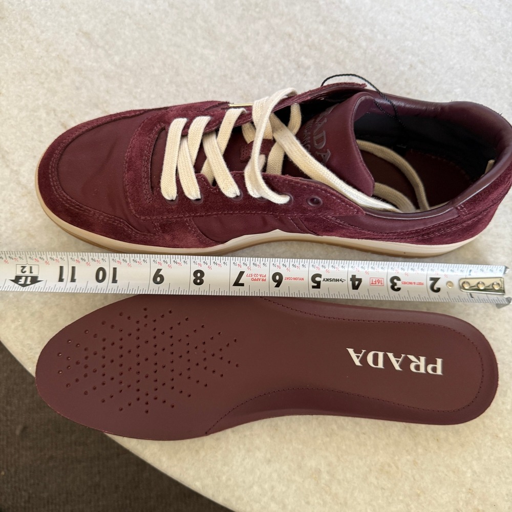 Prada Milano 2EE364 Men Maroon Suede Low Top Downtown Sneakers shoes UK 8 - Picture 15 of 15
